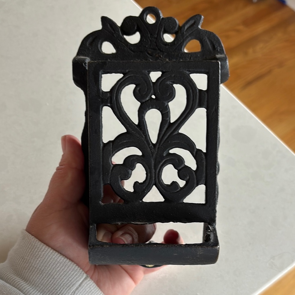 Vintage Black Cast Iron Wall Mount match Holder